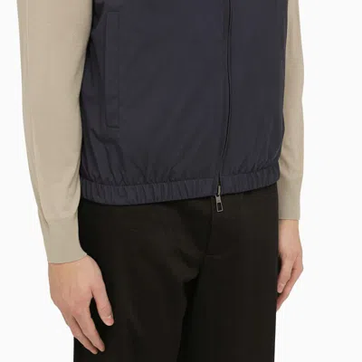 Shop Loro Piana Navy Nylon Waistcoat With Zip In Blue
