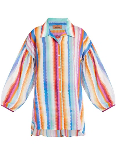 Shop Missoni Viscose And Silk Shirt With Zigzag Pattern In Multicolour