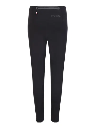 Moncler Grenoble Black Leggings With Zipped Pocket In Stretch Polyamide Woman In Black