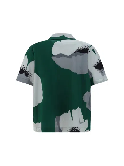 Shop Valentino Shirts In Smeraldo/grigio