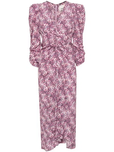 Shop Isabel Marant Albini Silk Midi Dress In Pink