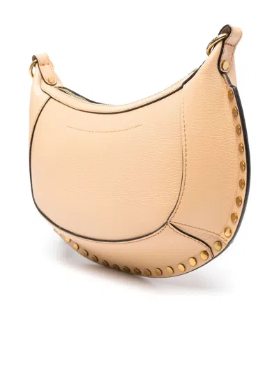 Shop Isabel Marant Oskan Moon Leather Shoulder Bag In Beige