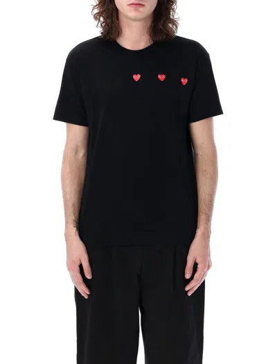 Shop Comme Des Garçons Play Hearts T-shirt In Black