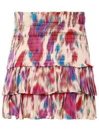 Shop Marant Etoile Printed Cotton Short Skirt In Multicolour