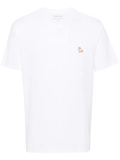 Shop Maison Kitsuné Chillax Fox Patch Regular Tee Shirt In White