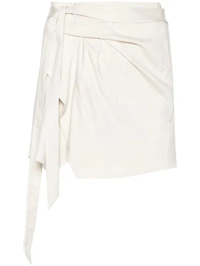 Shop Isabel Marant Berenice Wrap Cotton Skirt In Beige