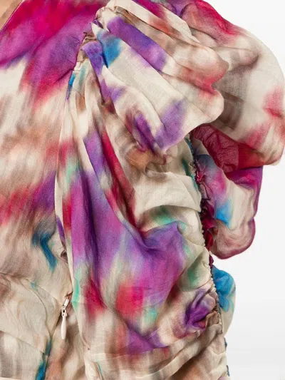 Shop Marant Etoile Sireny Ruched Mini Dress In Multicolour