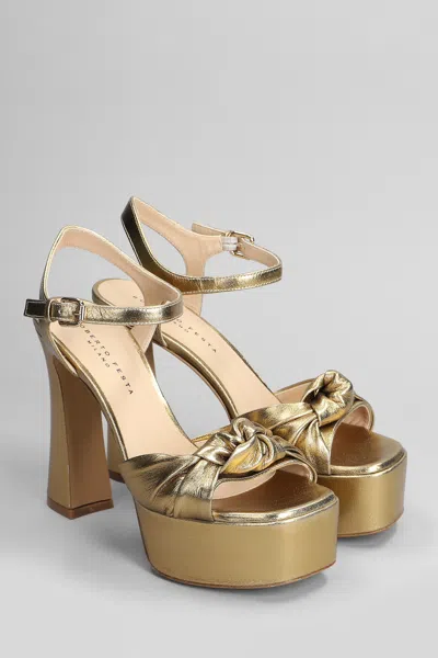 Shop Roberto Festa Woman Sandals In Gold Leather