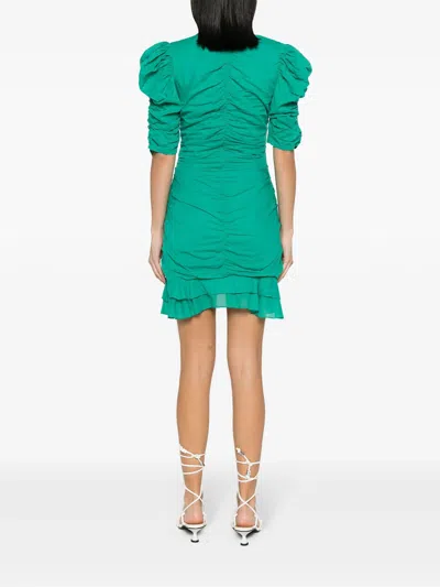 Shop Marant Etoile Sireny Ruched Mini Dress In Green