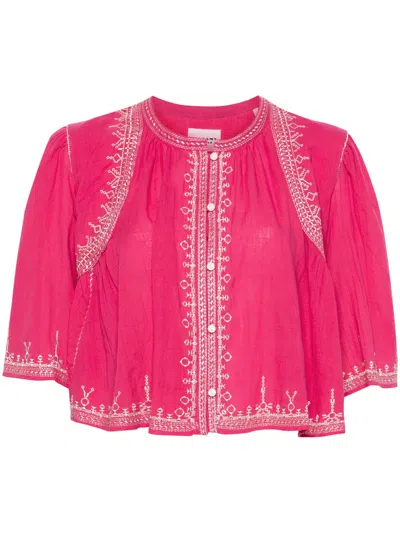 Shop Marant Etoile Pink Cotton Perkins Blouse