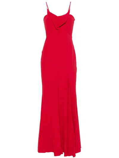 Shop Isabel Marant Red Silk Blend Kapri Long Dress