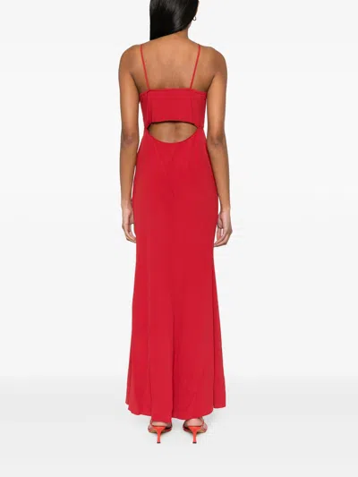 Shop Isabel Marant Red Silk Blend Kapri Long Dress