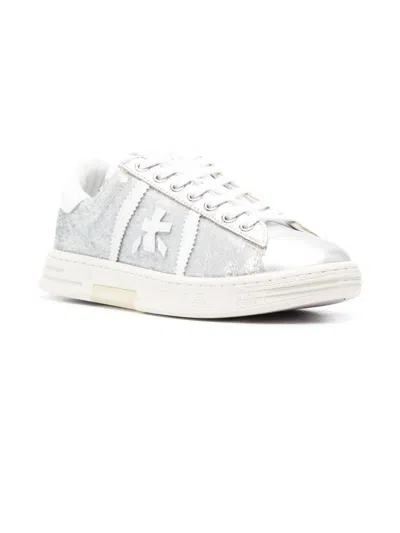 Shop Premiata Silver Leather Russell Sneakers