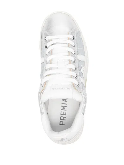 Shop Premiata Silver Leather Russell Sneakers