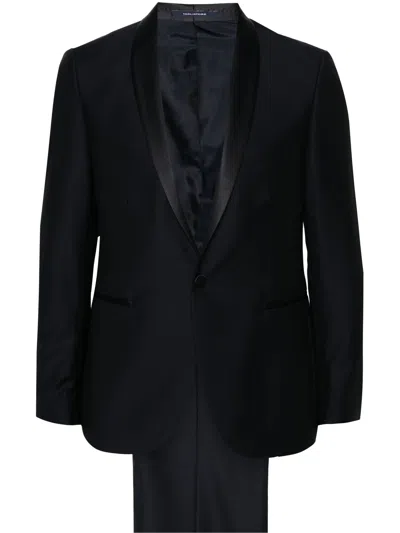 Shop Tagliatore Blue Navy Single-breasted Wool Suit