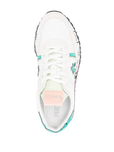 Shop Premiata White And Green Sean Sneakers