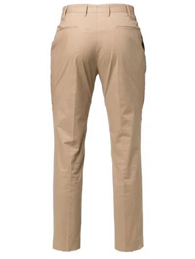 Shop Incotex Dark Beige Cotton Trousers