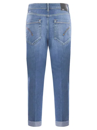 Shop Dondup Blue Cotton-blend Crop Jeans