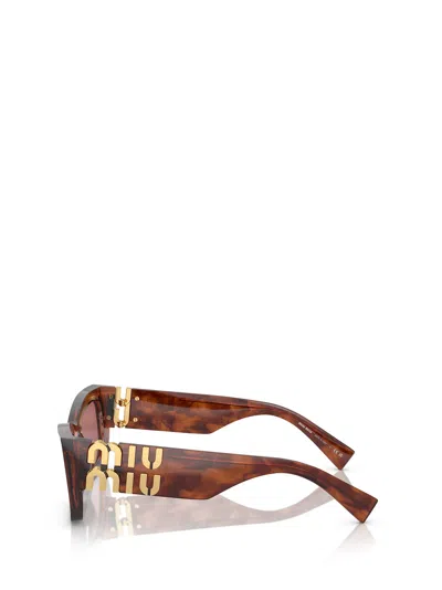 Shop Miu Miu Mu 09ws Striped Tobacco Sunglasses
