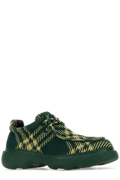 Shop Burberry Ekd Check-printed Lace-up Derby Shoes In Primrose Ip Check