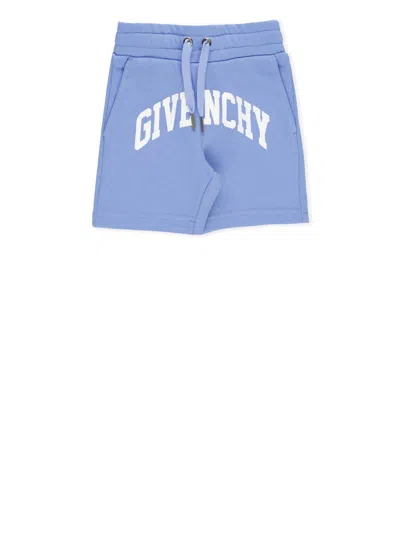 Shop Givenchy Cotton Shorts With Logo In Blue