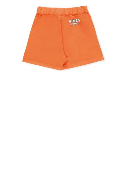 Shop Kenzo Cotton And Linen Shorts In Orange