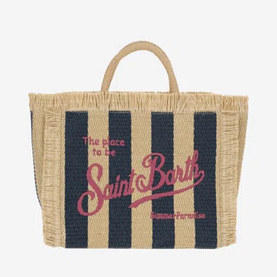 Shop Mc2 Saint Barth Colette Tote Bag With Striped Pattern In Red