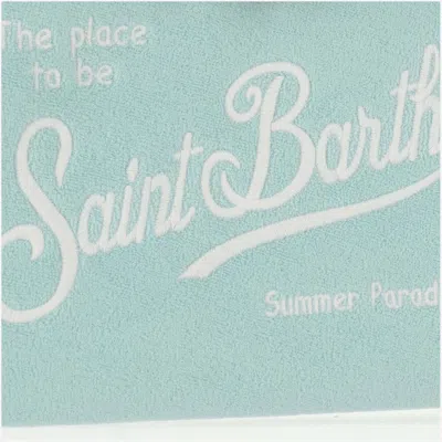 Shop Mc2 Saint Barth Fabric Clutch Bag With Logo In Green