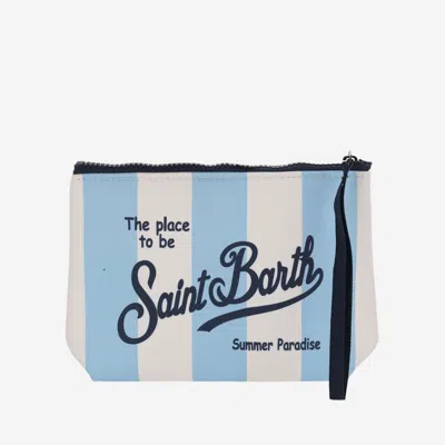 Shop Mc2 Saint Barth Scuba Clutch Bag With Striped Pattern In Red