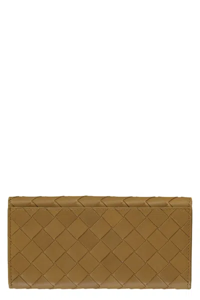 Shop Bottega Veneta Intrecciato Continental Wallet In Brown