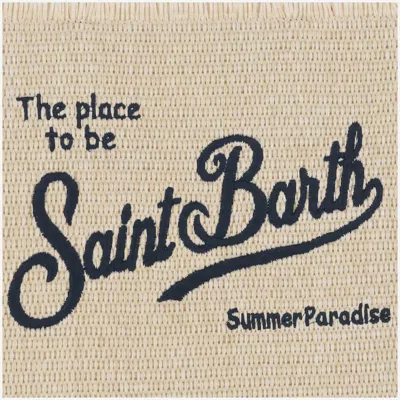 Shop Mc2 Saint Barth Colette Tote Bag With Logo In Beige
