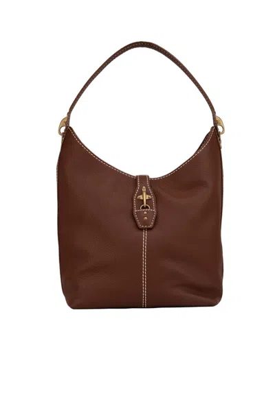 Shop Fay Hobo Bag In Leather In Marrone