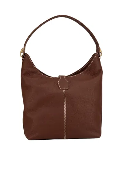 Shop Fay Hobo Bag In Leather In Marrone