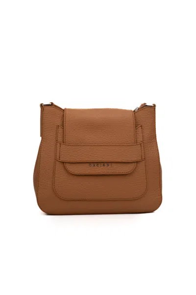 Shop Orciani Dama Soft Midi Bag In Leather In Mandorla