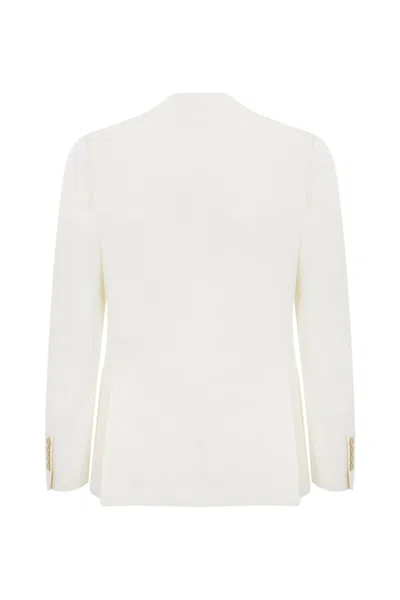 Shop Eleventy Single-breasted Cotton Jacket In Bianco