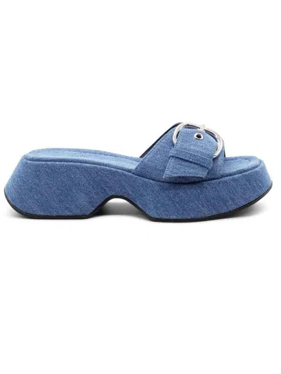 Shop Vic Matie Mini Yoko Slip-ons In Light Blue Washed Denim