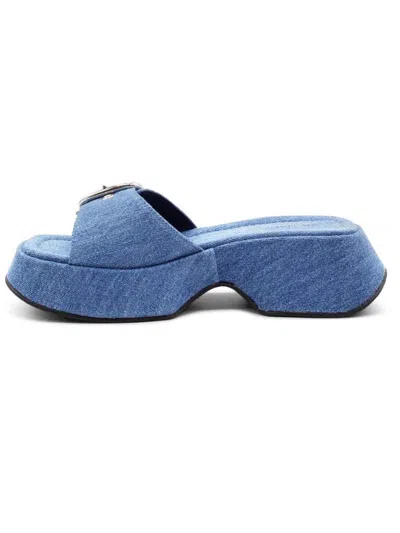 Shop Vic Matie Mini Yoko Slip-ons In Light Blue Washed Denim
