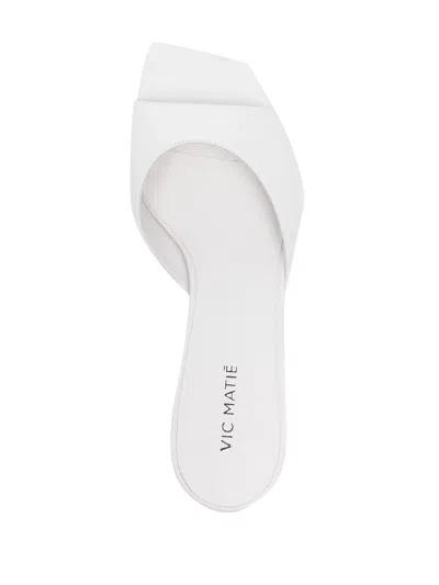 Shop Vic Matie White Calf Leather Mules