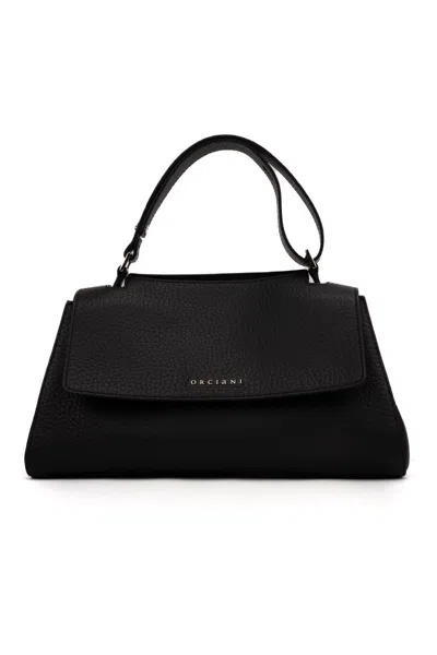 Shop Orciani Sveva Longuette Soft Bag In Leather In Nero