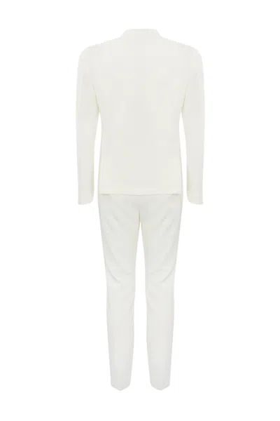 Shop Daniele Alessandrini White Double-breasted Suit In Panna