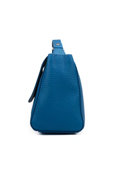 Shop Orciani Small Sveva Soft Bag In Textured Leather In Blu Elettrico