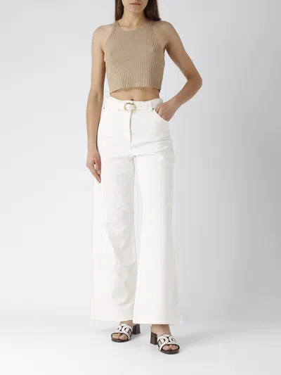 Shop Twinset Cotton Jeans In Bianco
