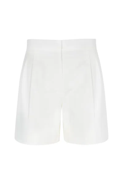 Shop Max Mara White Adria Cotton Shorts In Bianco