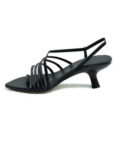 Shop Vic Matie Slash Sandals In Soft Black Nappa