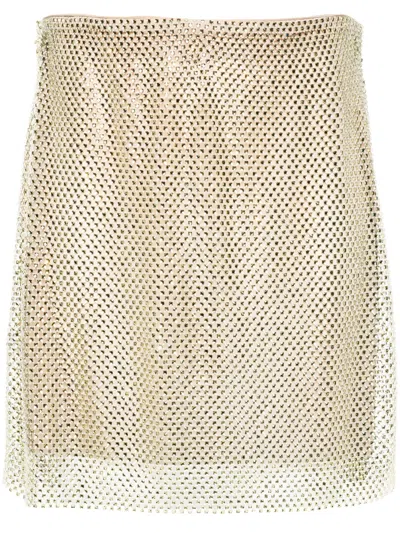 Shop Philosophy Di Lorenzo Serafini Gold All-over Crystal Embellishment Skirt In Golden