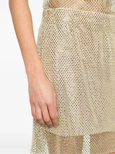 Shop Philosophy Di Lorenzo Serafini Gold All-over Crystal Embellishment Skirt In Golden