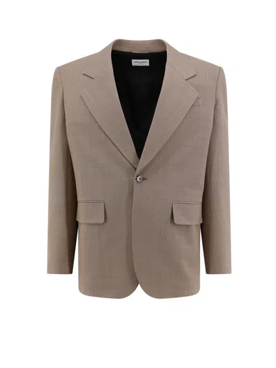 Shop Saint Laurent Blazer In Beige