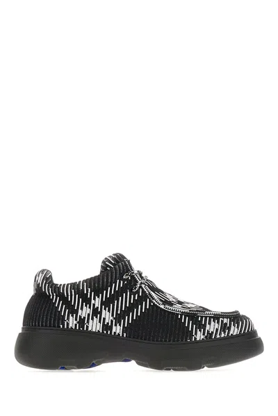 Shop Burberry Checked Round-toe Lace-up Derby Shoes In Black