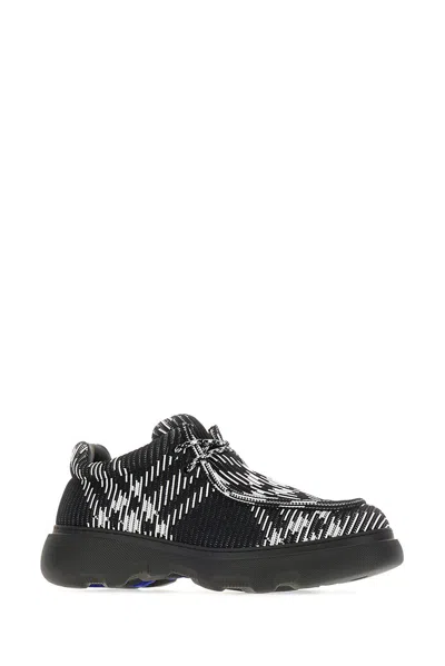 Burberry Men's Check Woven Creeper Shoes In Black