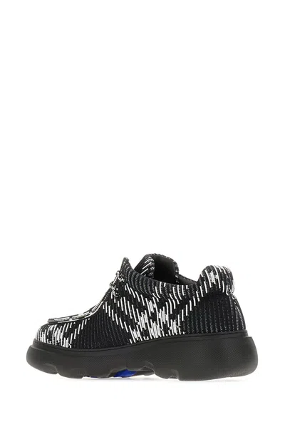 Shop Burberry Checked Round-toe Lace-up Derby Shoes In Black